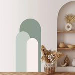 sticker mural moderne arche geometrique simple vert bleu beige orange rose marron gris minimaliste