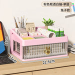 boîte rangement tiroirs transparentes poignées coeurs blanc rose beige