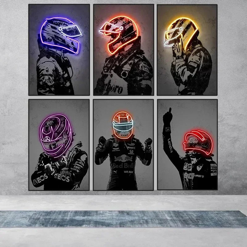 affiche murale toile casque moto course moderne minimaliste décoration salon chambre graphique