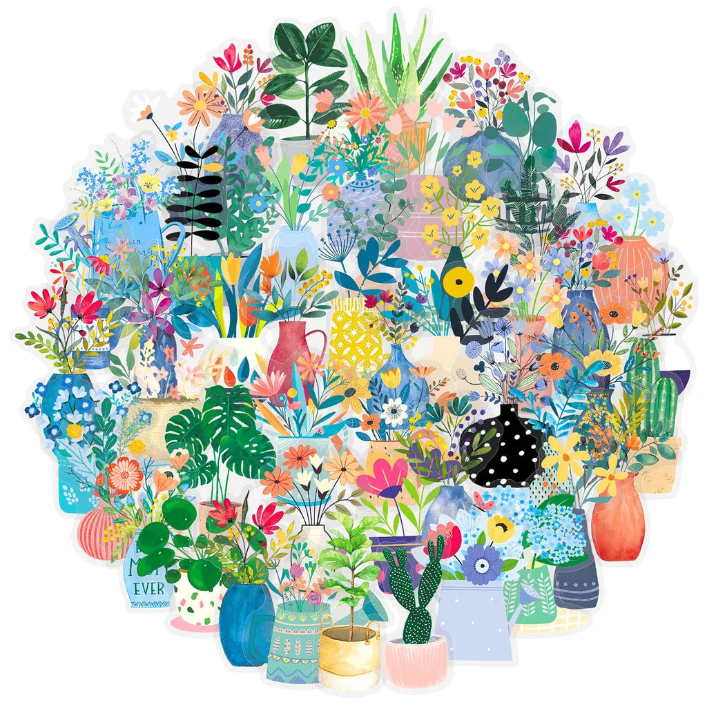 stickers decoratifs motifs floraux illustrations botaniques floral moderne coloré autocollants adhésifs