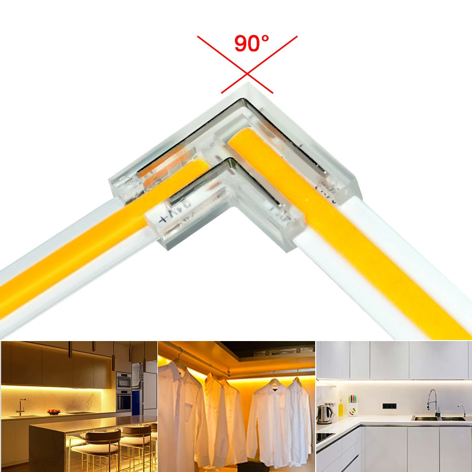 connecteur ruban led cob droit angle transparent pin pin pin 12v