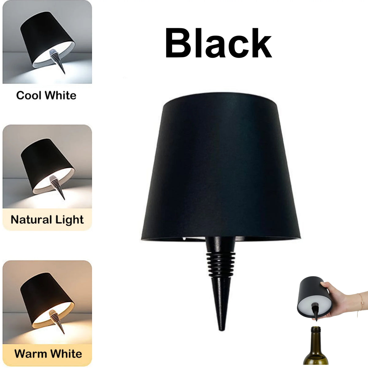 lampe table rechargeable led noir blanc doré moderne minimaliste interrupteur tactile usb
