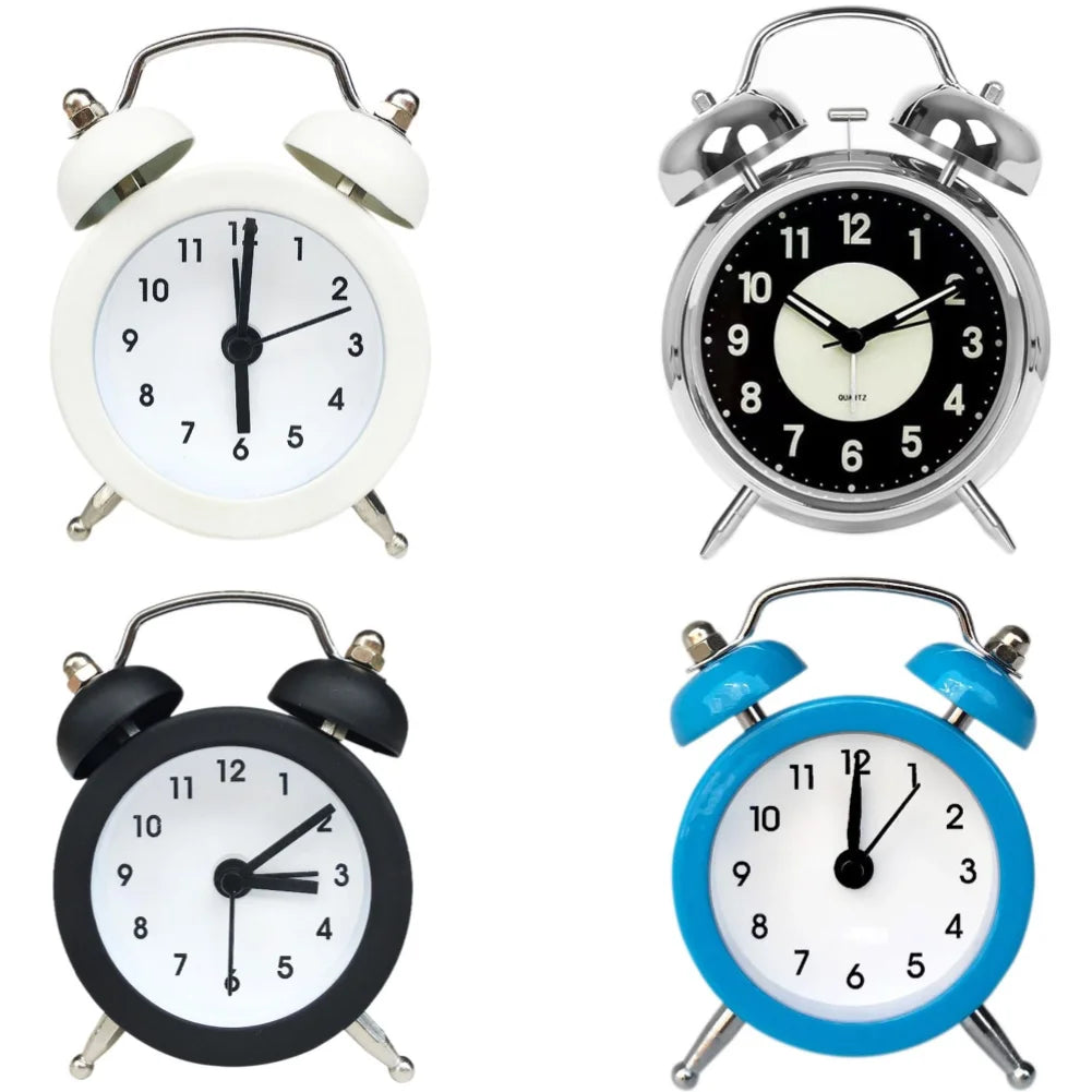 réveil horloge antique blanc noir bleu rond numérique classique pieds chambre alarme forte silencieuse
