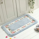 tapis sol fleurs roses feuilles vertes doux moelleux rose clair vert beige classique confortable