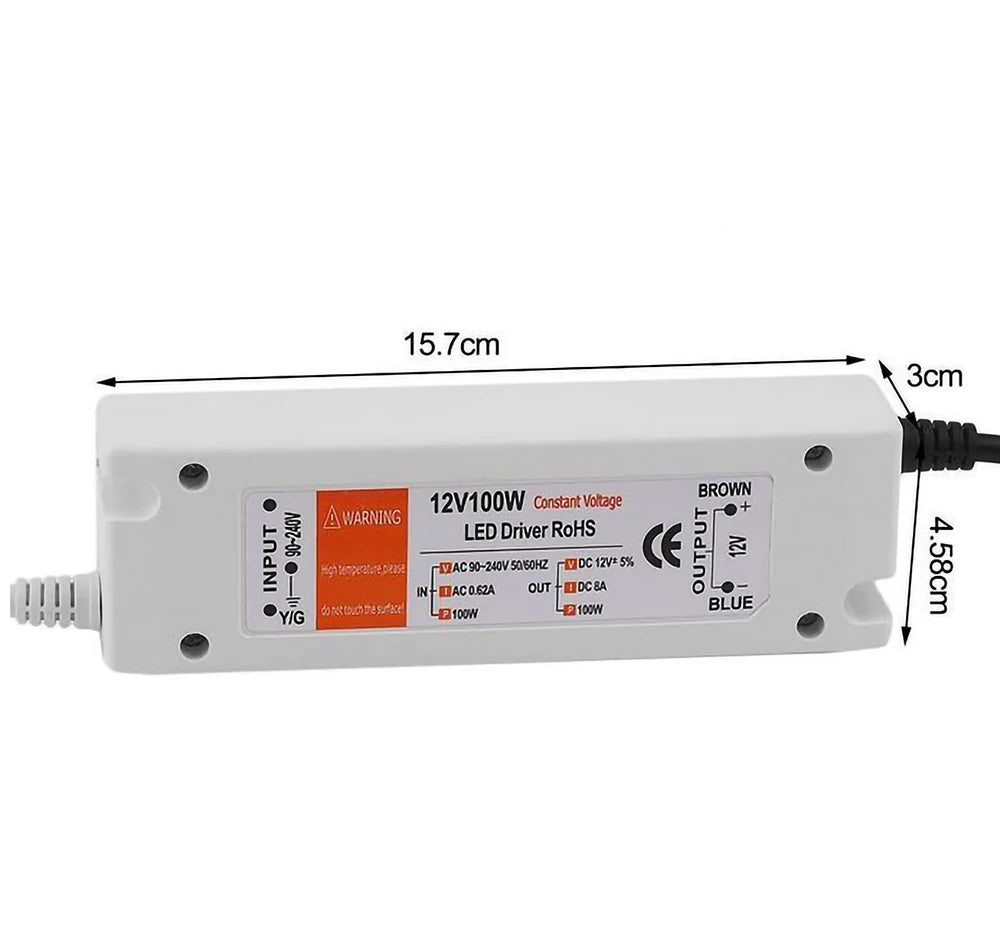 adaptateur alimentation 12v driver led 100w 72w 48w 28w 18w blanc bleu moderne cable