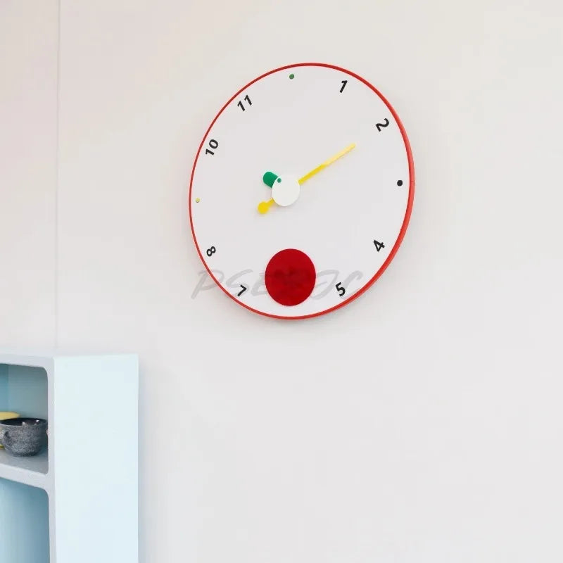 horloge murale moderne minimaliste couleurs vives enfantine geometrique chambre salon