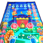 tapis interactif éducatif prière enfants musulmans illustrations mosquée palmiers motifs floraux éducatifs