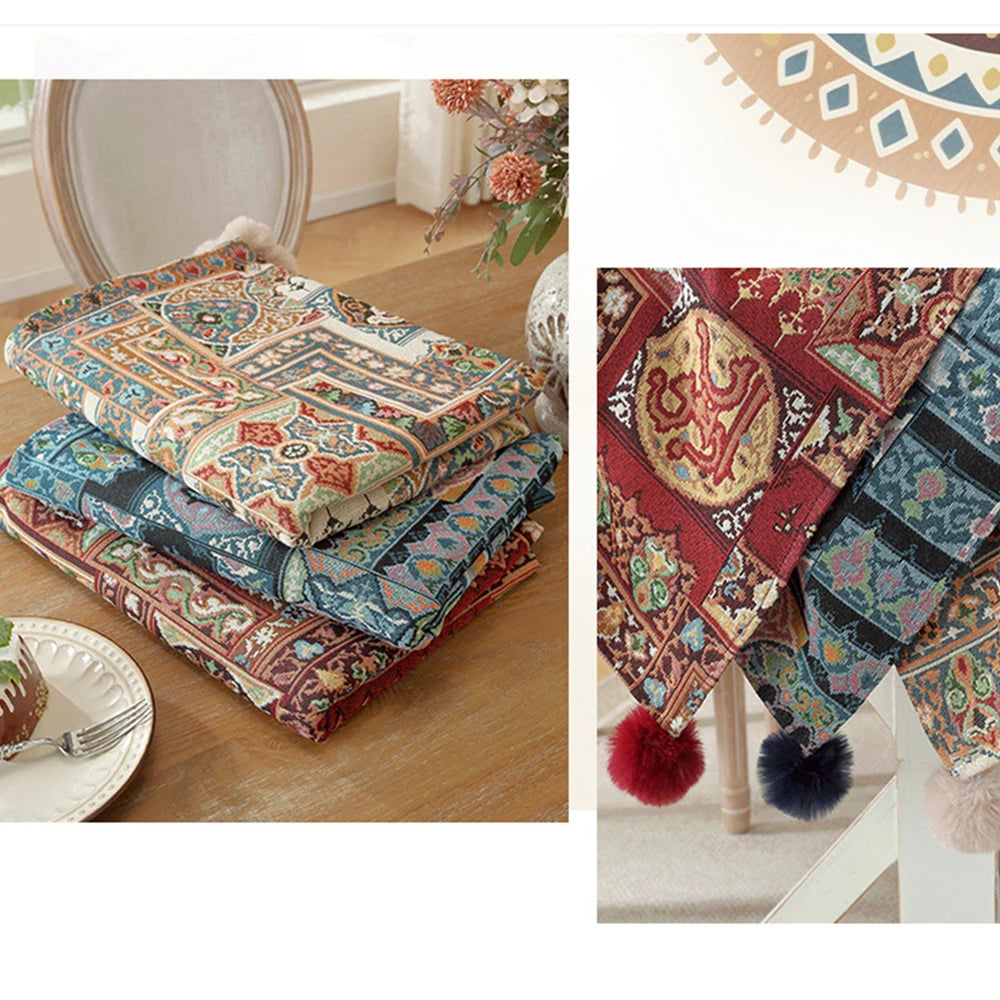 serviette table patchwork géométrique rouge réutilisable boho chic extérieur fête
