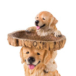 statue chiens golden retriever résine bol bois oiseaux jardin feeder attrape oiseau deco patioextérieur