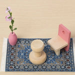 tapis rectangulaire traditionnel motif floral bordure frisée adhésif opacité rétro textiles vintage