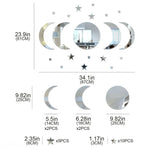 miroirs argentés effet miroir adhésifs modernes 10 étoiles cercle croissants