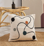 coussin abstrait brodé visages blanc moderne nordique 45x45cm decoration canapé chaise véhicule