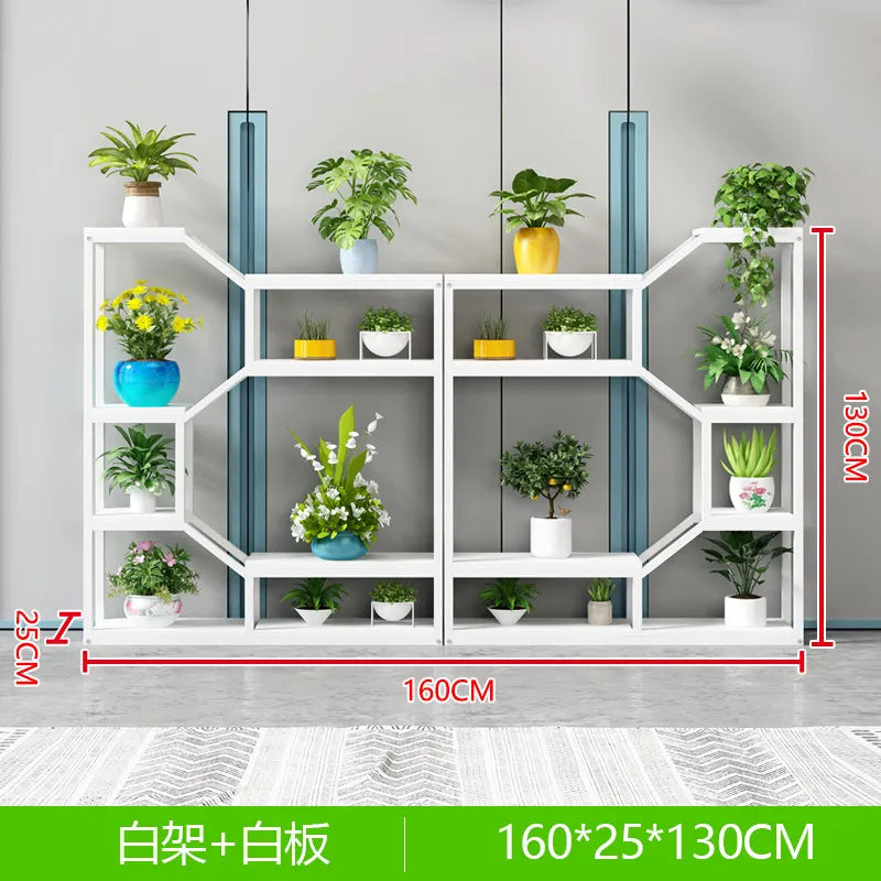 étagère modulaire métal bois industriel plantes d'intérieur pots fleurs blanc