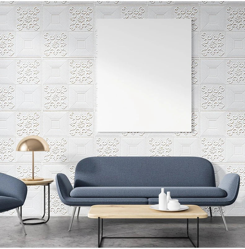 sticker mural 3d adhésif motif floral moderne jaune gris bleu clair rose marron blanc