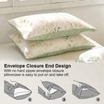 housse couette floral tissu texturé blanc cassé vert or ensemble lit doux naturel taies