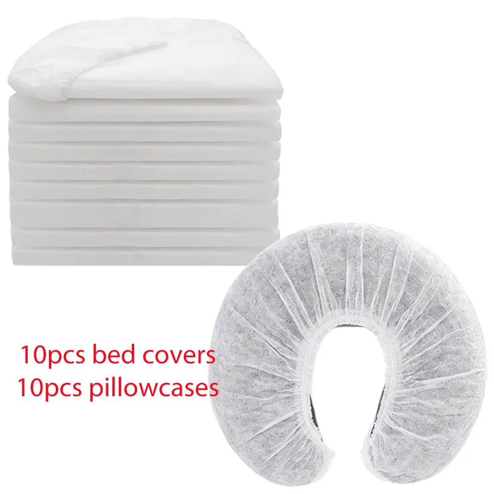 draps jetables massage blancs adhésifs couvre lits tête spa relaxation moderne pack 20pcs