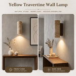 lampe murale moderne pierre jaune bois ampoules E27 cuisine chambre coucher salle manger
