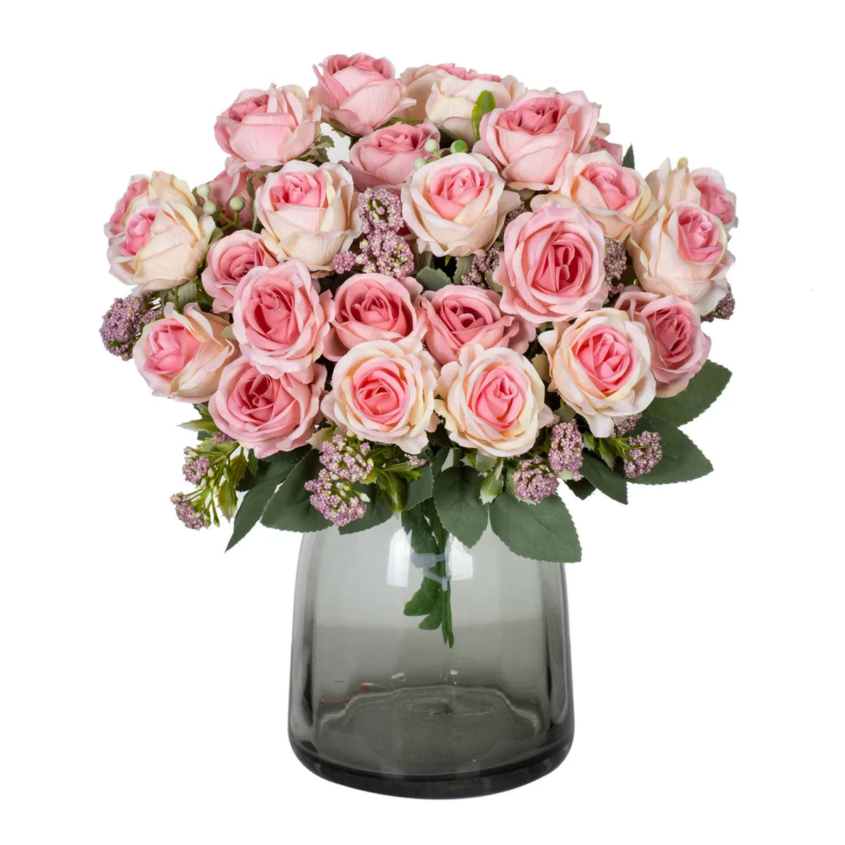 bouquet roses artificielles soie rouge blanc vert decoration mariage anniversaire intérieur classique romantique