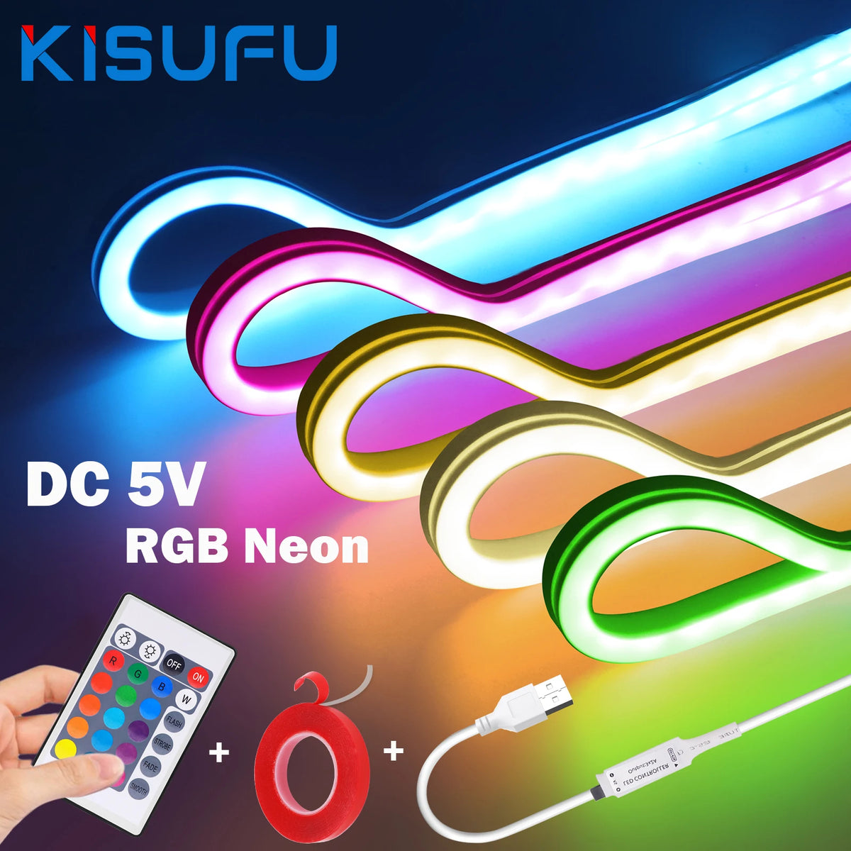 ruban led néon bleu rose blanc vert moderne télécommande usb adhésif décoration extérieure jardin