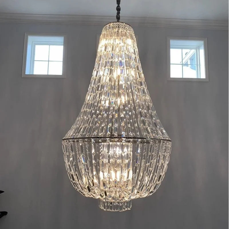 lustre cristal facettes transparent classique salon chambre éclairage deco pendentif facile lumière chambre decoration