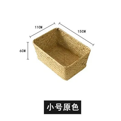panier rangement osier tressé boîte rectangulaire noix pain biscuits bouteilles rustique minimaliste champêtre