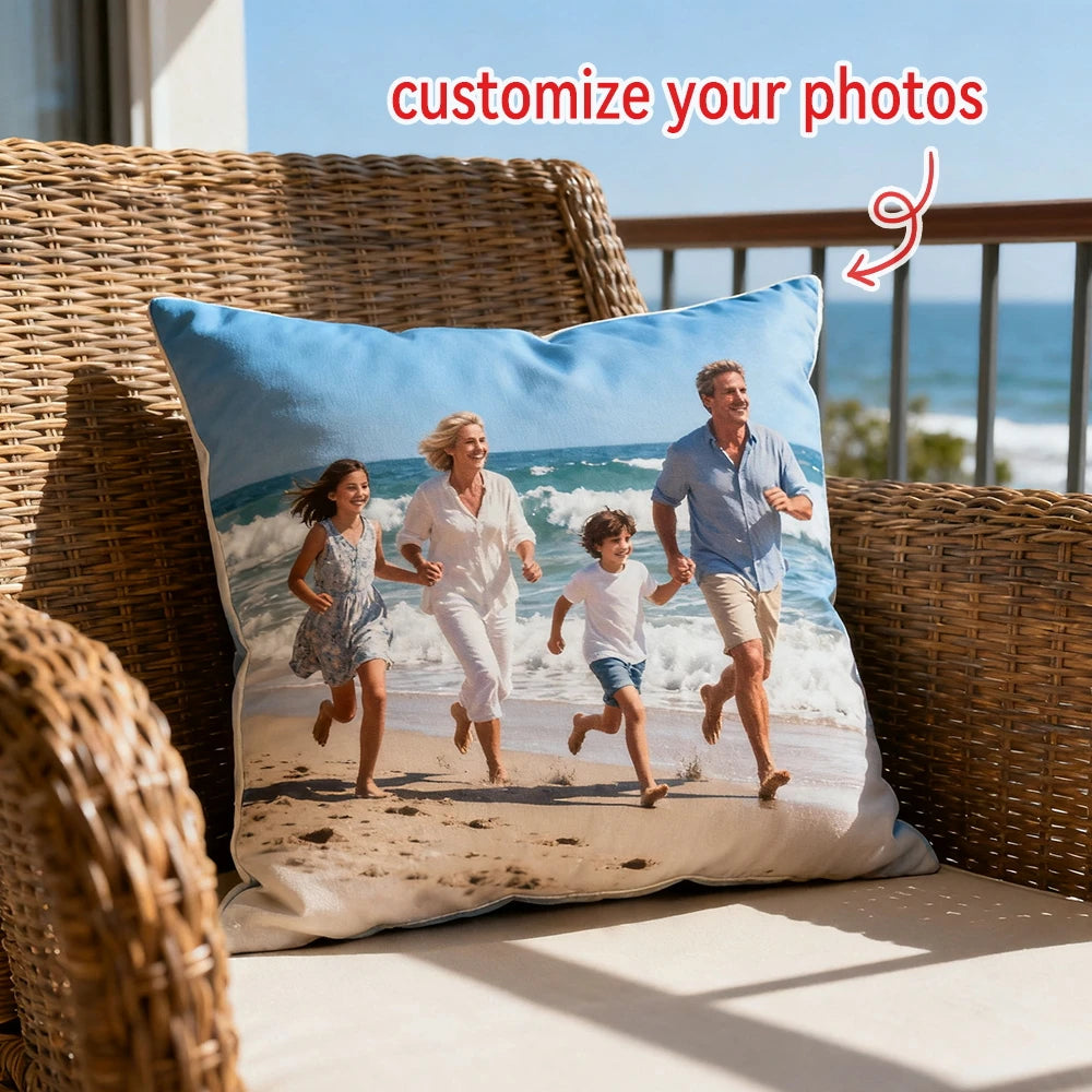 coussin personnalisable photo surf moderne bleu 45x45cm polyester fixations chambre lit
