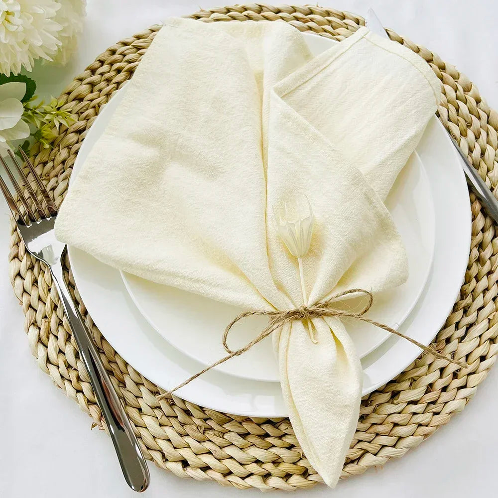 lot 50 serviettes cuisine coton bleu clair clips dorés table