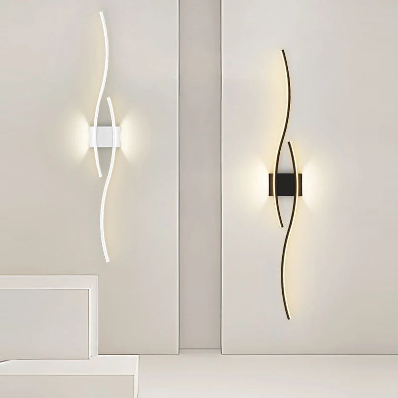 applique murale led moderne or blanc noir ondulé éclairage quotidien chambre salon entrée étude