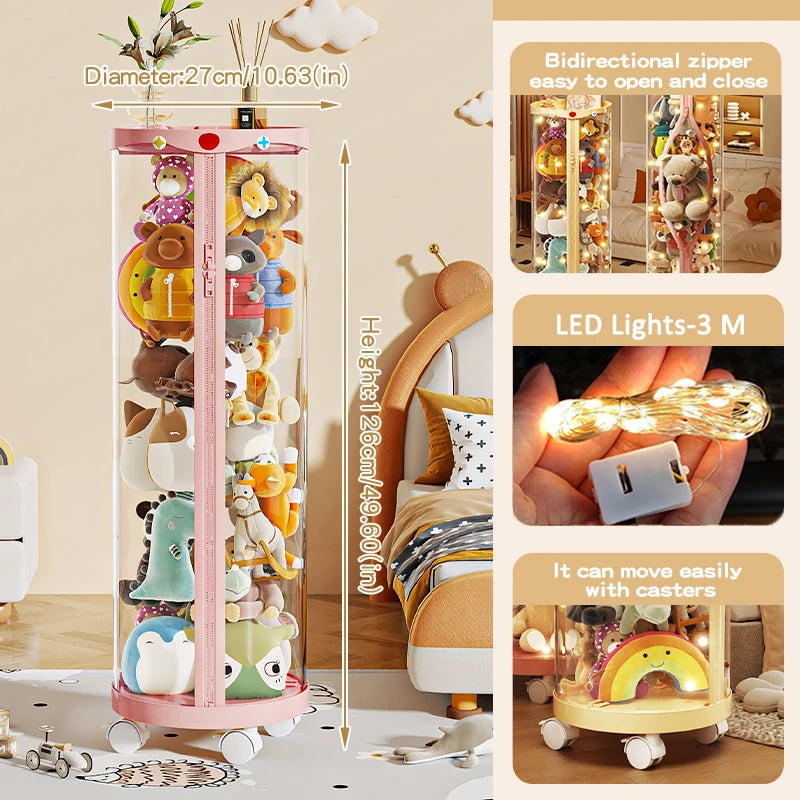 boîte jouets rotative transparente moderne roulettes multicolore organisateur enfant plastique respectueux environnement