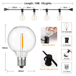 guirlande lumineuse extérieure led jaune orangé industrielle vintage 10m 15lamps imperméable ip44