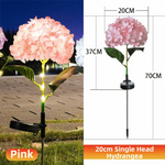 fleurs artificielles lumineuses hortensia bleu rose violet feuilles vertes moderne décoration extérieure panneau solaire