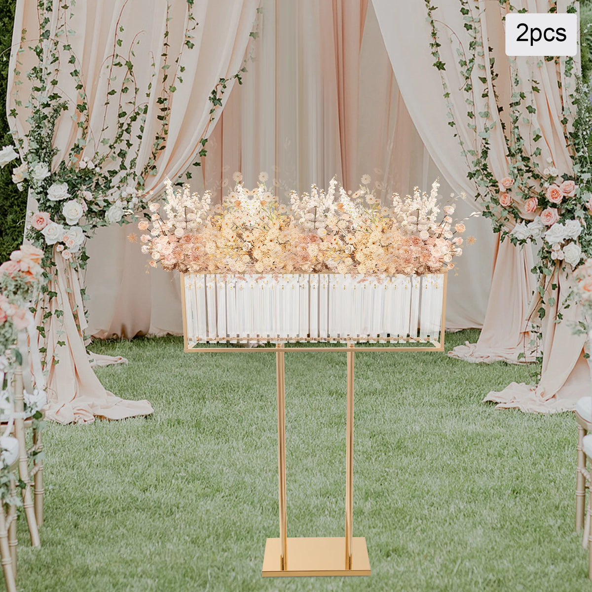 support floral transparent moderne or argent bouquet inclusion centro mesa