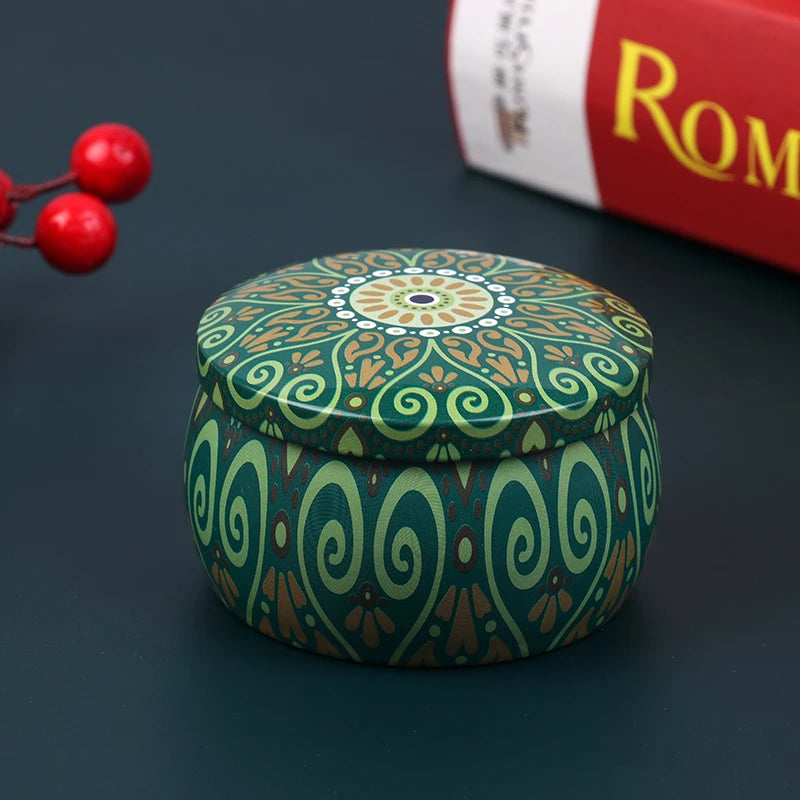 boîte ronde rangement cosmétique décorative motif floral boho chic pot stockage bijoux maquillage
