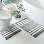 tapis bain moderne rayé gris blanc marron clair respectueux environnement salle bain