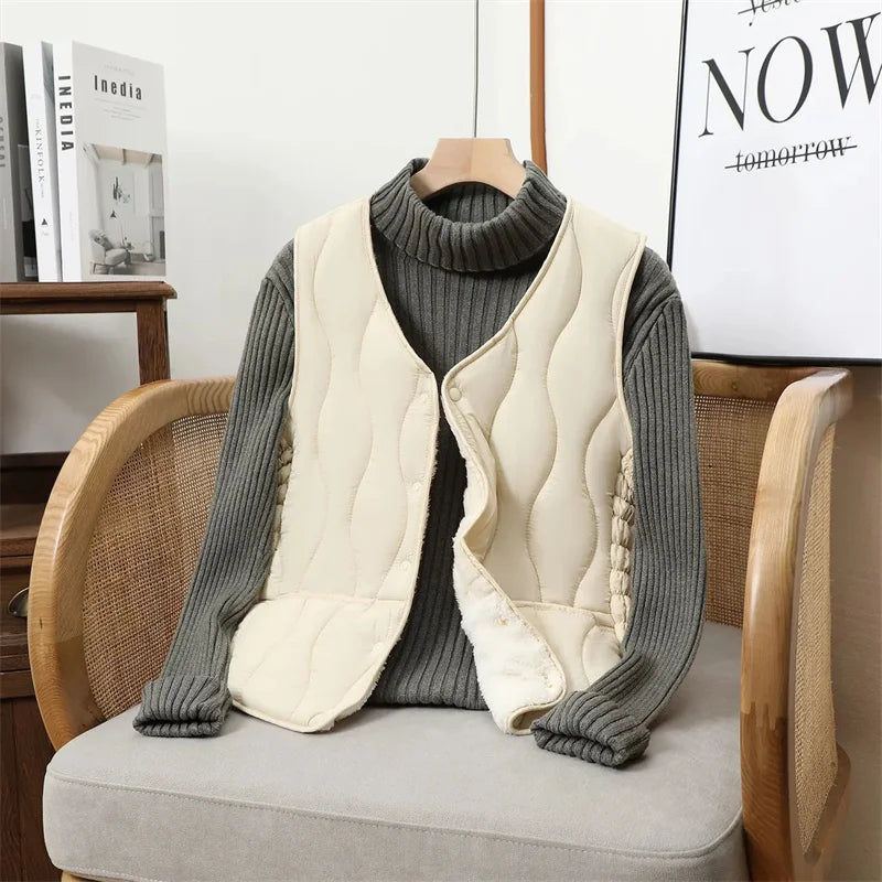 Gilet édredon velours sans manches en noir