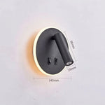 lampe murale moderne led noir fixée mur chargeur usb chambre entrée étude