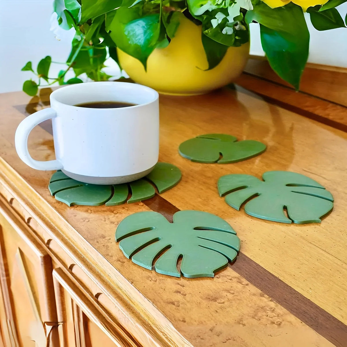 Dessous de verre plantes simulées vue de dessus