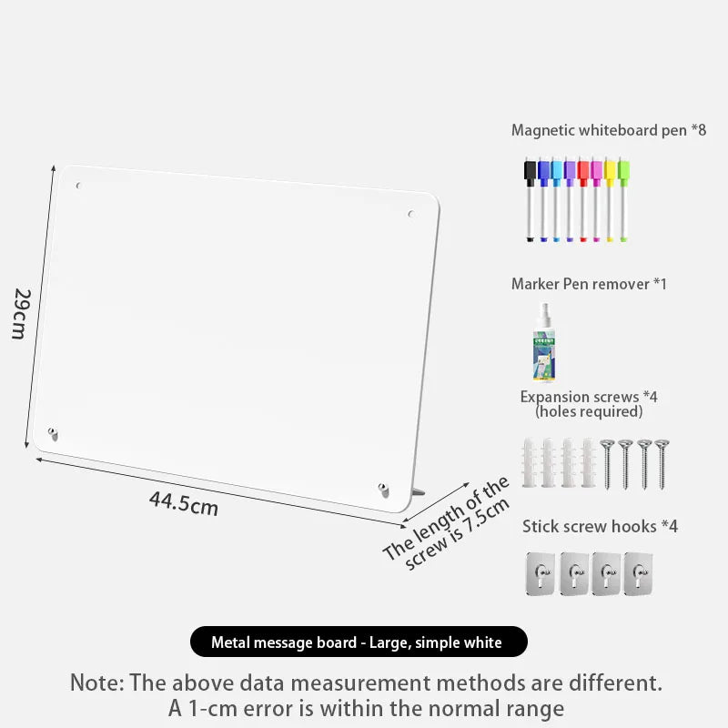 tableau magnétique blanc noir moderne magnets papier stylo documents