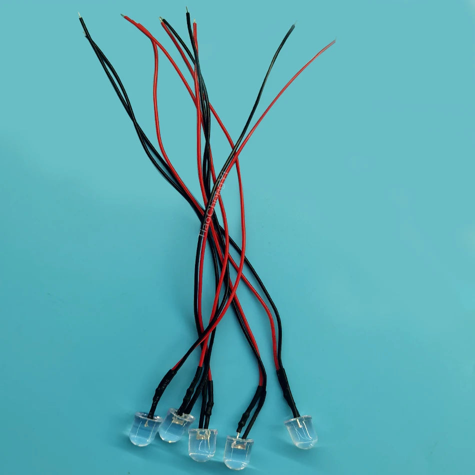 Diodes led rouges bleues vertes transparentes pré câblées 12V ronde modernes 20cm