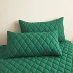 taies d'oreiller patchwork vert foncé motif carrés moderne imperméables hospitalière écologique polyester 300 fils