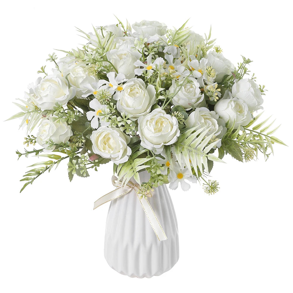 décoration mariage bouquet fleurs artificielles blanches naturel intérieur anniversaire baby shower