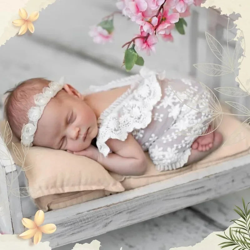 lit bébé vintage points noir motif floral confortable couverture oreiller