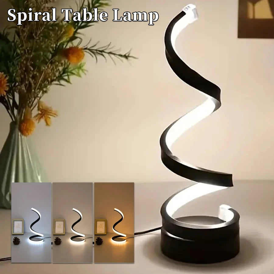 veilleuse table spirale animée compagnon noir blanc moderne led dimmable