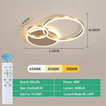 lampe moderne anneaux blanc or télécommande éclairage led minimaliste facile flux lumineux variable