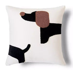 coussins brodés chiens modernes respectueux environnement polyester coton blanc noir orange
