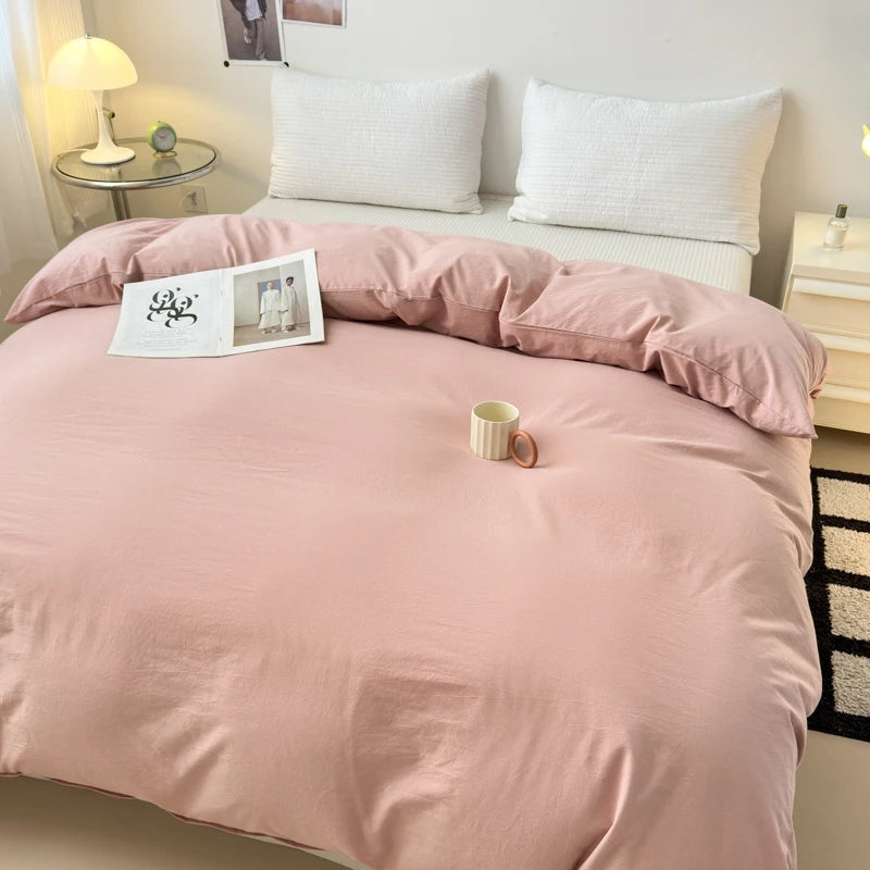 Housse de couette coton unie bleu marine