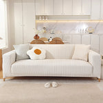 housse canapé polyester jacquard rayures verticales moderne beige clair salon lavable machine doux accueil