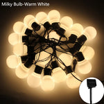 guirlande lumineuse solaire 12m 38 ampoules blanc transparent boules sphériques moderne spikesextérieur noël fêtes