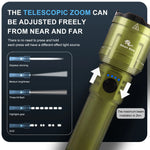 lampe torche zoom télescopique rechargeable 3000lm éclairage extérieur camping