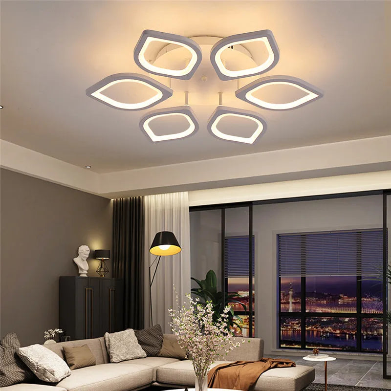 plafonnier led moderne blanc acrylique métal géométrique luminaire salon cuisine chambre contemporain